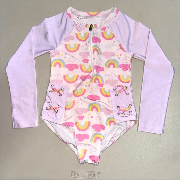 Rainbow long sleeve bathing suit size 5T - Picture 1 of 2
